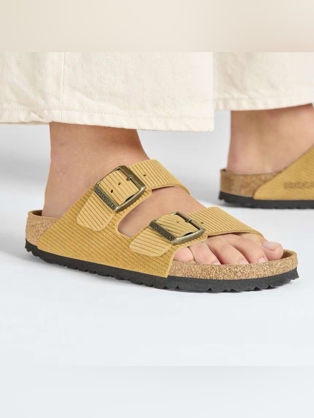 Birkenstock Arizona Corduroy Cork Brown Sandals Size 38 Narrow / US 7-7.5